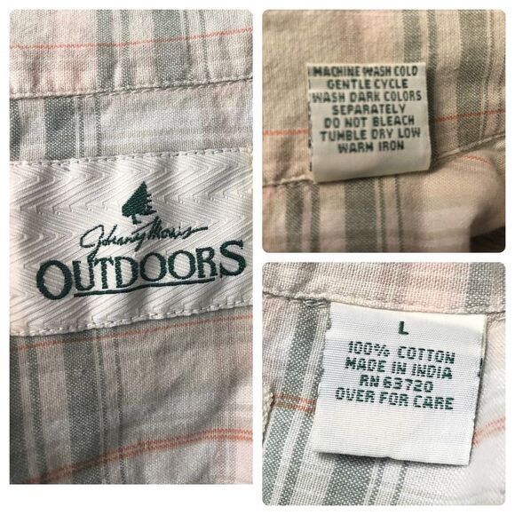 Johnny Thomas Outdoors Shirt Large Plaid Short Sleeve Button Up - Picture 8 of 8